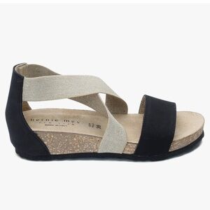 Bernie Mev Black & Tan Wedged Sandals